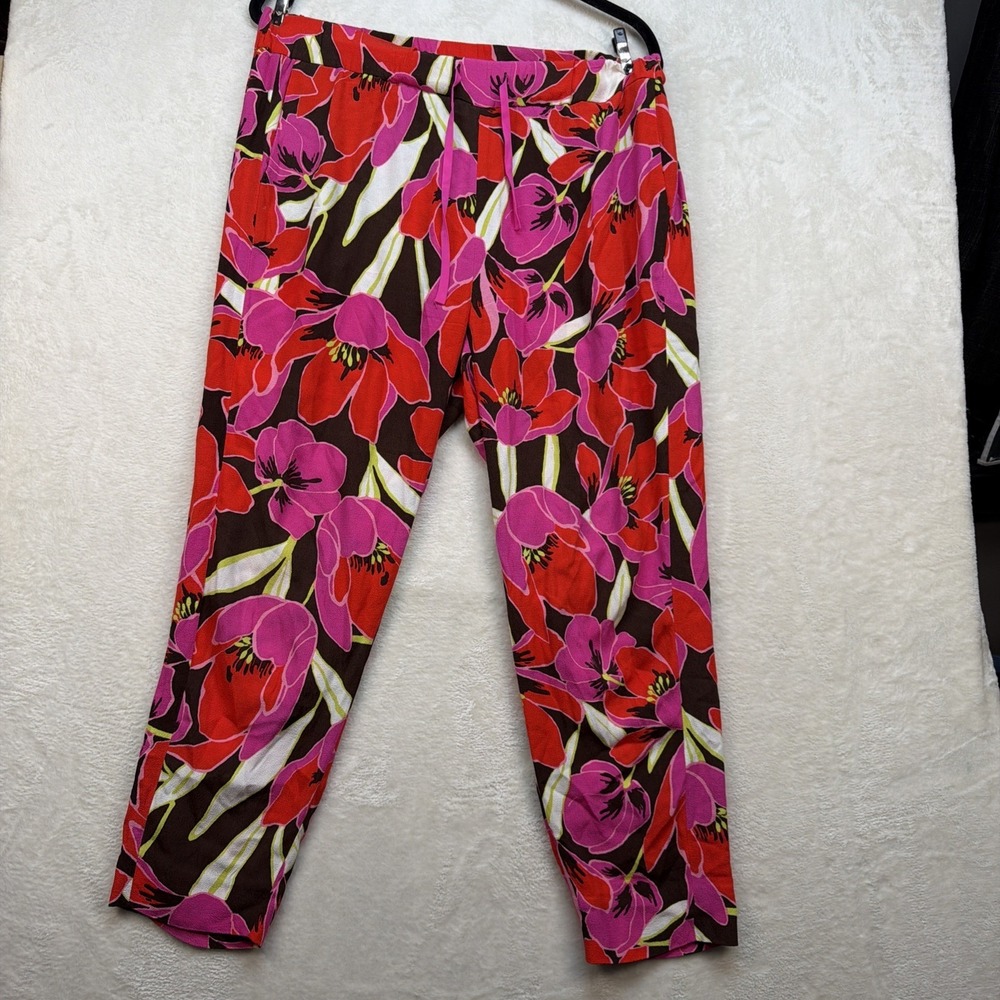Kate Spade Floral Ankle Pants‎ Womens Size 8 Tie Waist Resort Statement